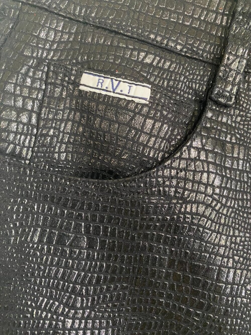 NWT R.V.T. Jeans Black Snakeskin Flare Pants 90s Y2k Excellent 13/14 - Picture 3 of 9